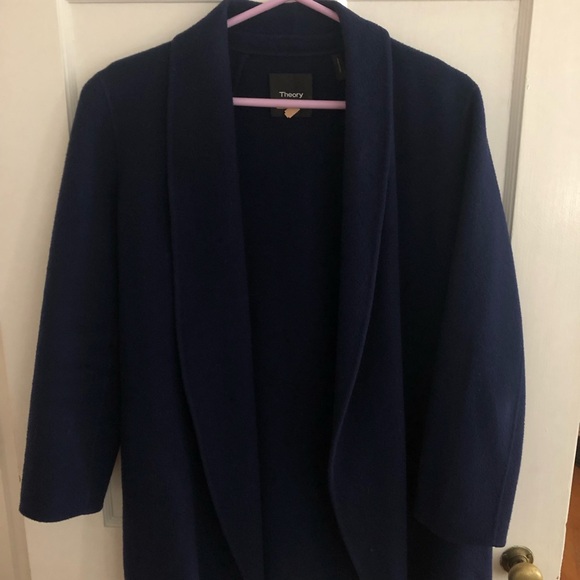 GUC Theory Clairene Shawl Jacket Wool Blue M - Picture 2 of 7